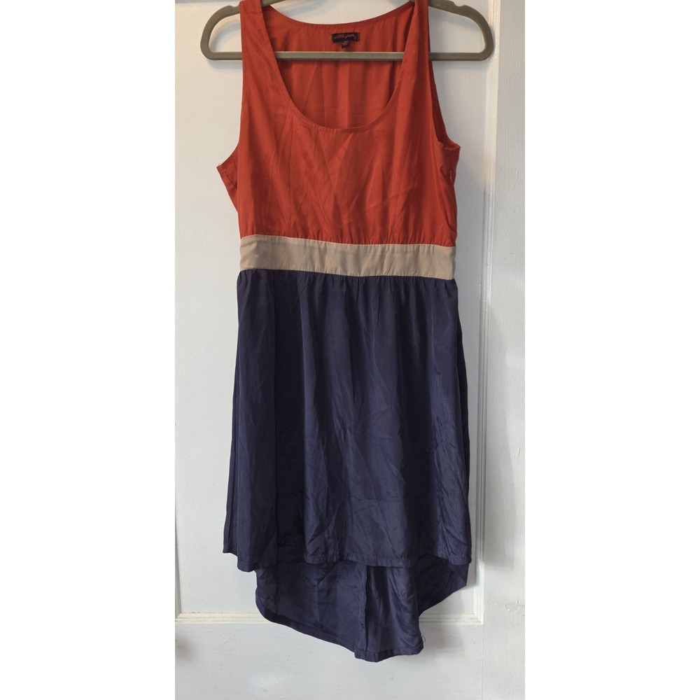 Ultra Pink Womens Colorblock Sleeveless Hi-Low A-Line Zip Rayon Dress M